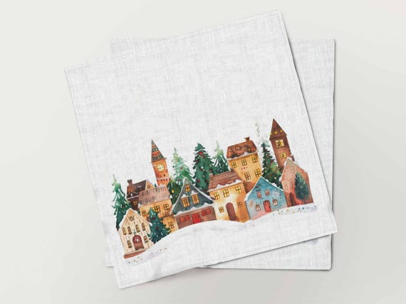 Napkins set, Holiday Homes, linen napkins, Holiday decor, Christmas napkins, Christmas decor, 100% linen, Yule napkins, Winter napkins