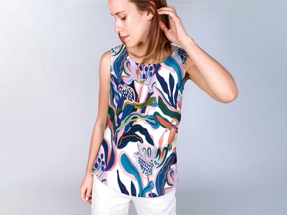 Linen top, Nina Bloom, Vintage shirt, women blouse, linen shirt, 100% linen, tank top
