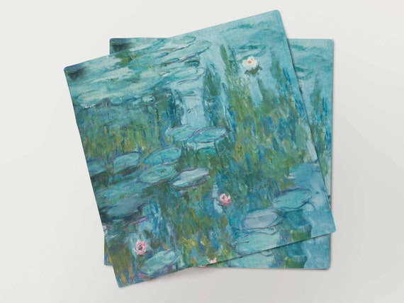 Napkins set, Claude Monet, Water Lilies, 1915, lunch napkins, dinner napkins, 100% linen, napkins wholesale