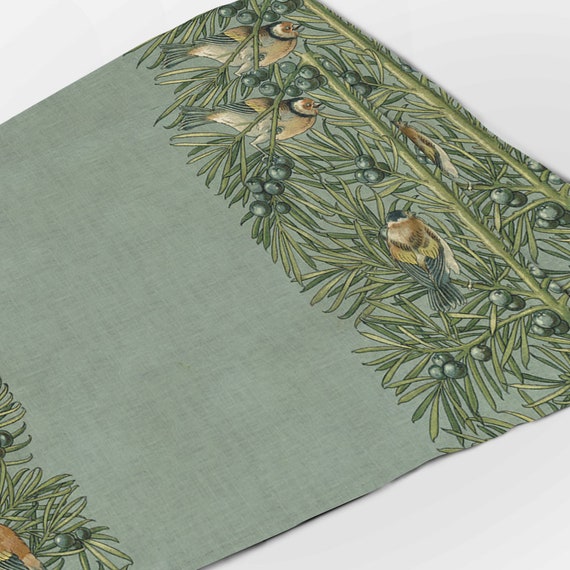 Placemats set, Anton Seder, Waxwing birds, Art Nouveau, Wildlife Illustration, Botanical decor, Eclectic placemats, 100% linen