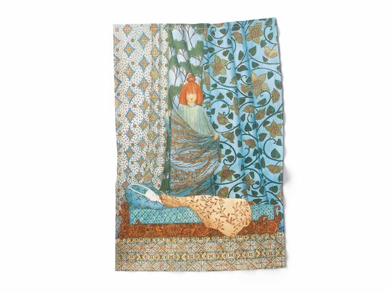 Linen Kitchen Towel: Mother Art by Milda Kozyroviciute