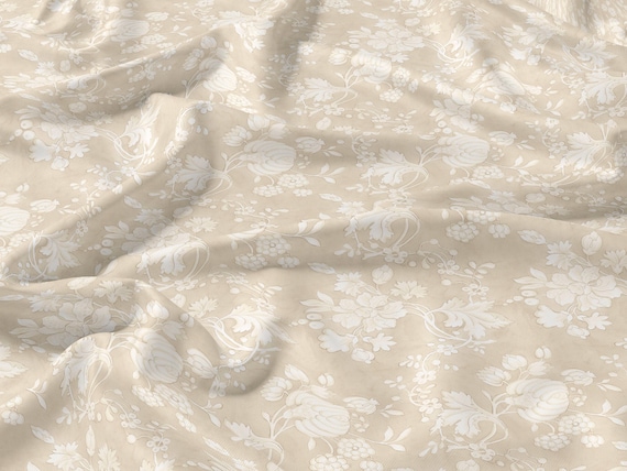 Linen fabric, Anna Maria Garthwaite, Spitalfields, Vanilla color, Fabric by yard, Fabric by meters, 100% linen
