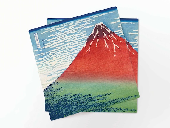 Napkins set, Katsushika Hokusai,  Fine Wind, Clear Morning, linen napkins, 100% linen