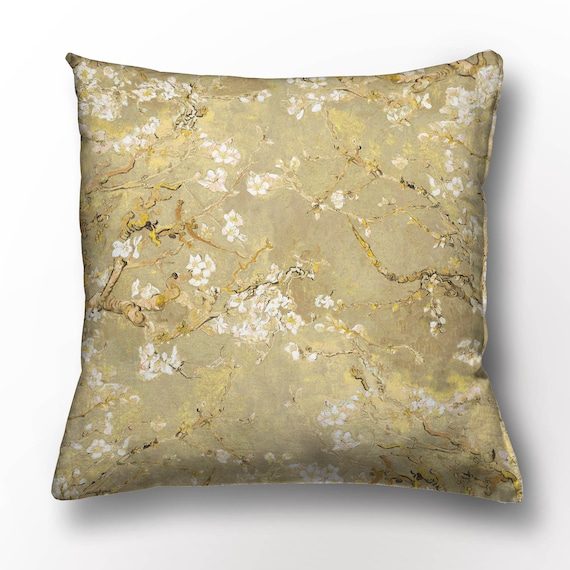 Van Gogh, Cushion cover, Gold, Almond Blossom, linen pillow, 18x18, cushion, 100% linen, decorative pillows, throw pillow, pillow cover