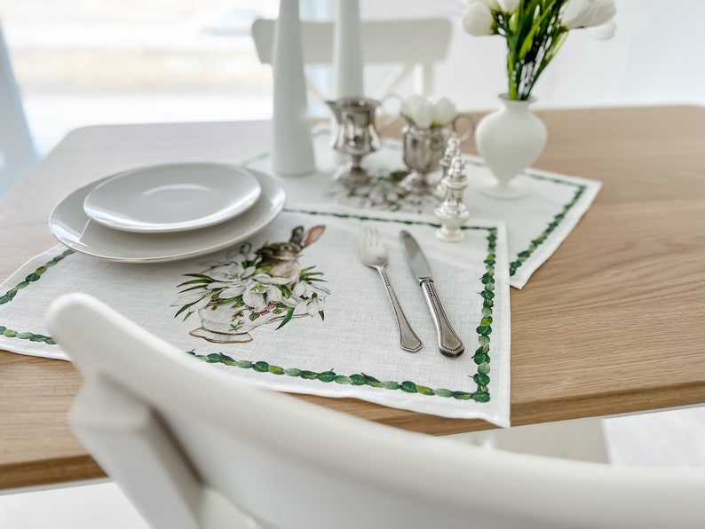 Placemats Set Easter Bunny Easter Placemats Easter Etsy