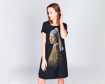 Leinenkleid, Leinenkleid, Kunstdruck, Ärmellose Tunika