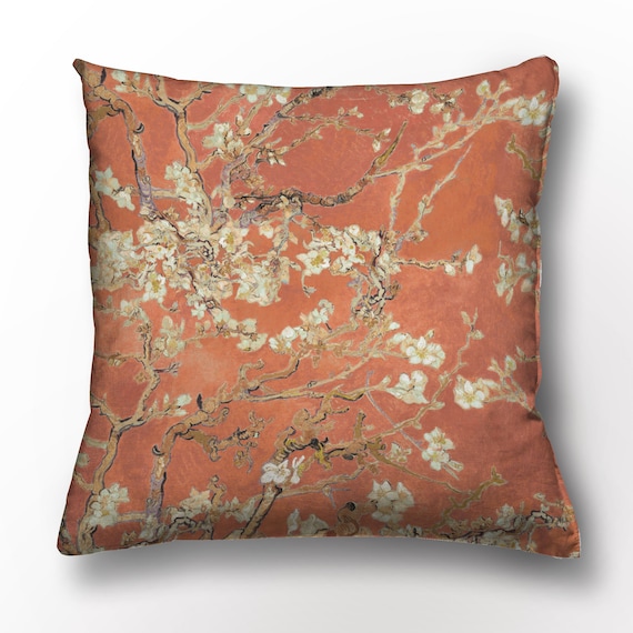 Van Gogh, Cushion cover, Copper red, Almond Blossom, linen pillow, cushion, 100% linen, decorative pillows, throw pillow, pillow cover