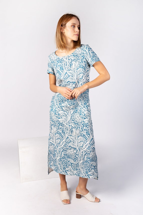 Linen dress, Sidewall Arcadia, William Morris, Summer dress, Floral print, Short sleeve dress, Lightweight dress