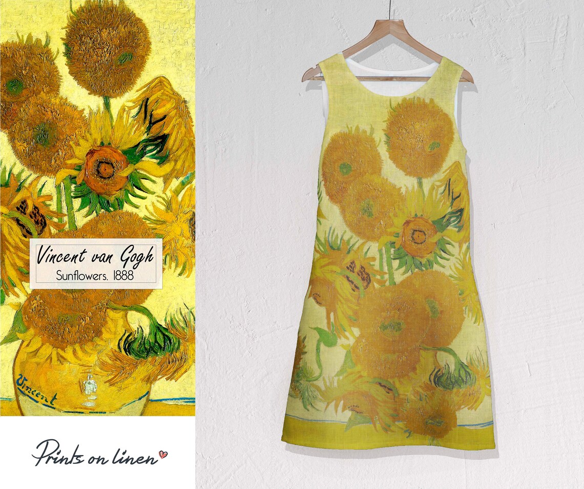 Vincent van Gogh linen women dress Sunflowers plus size Etsy