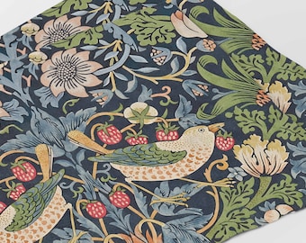 Placemats set (4 or 6), William Morris, Strawberry Thief, Large pattern, linen placemats, 100% linen, Morris fabric