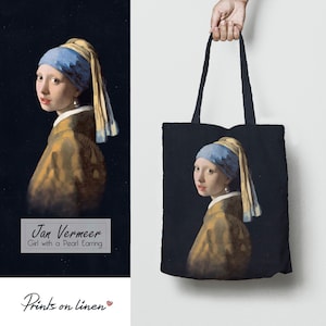 Tragetasche, Jan Vermeer, Mädchen mit dem Perlenohrring, Leinentasche, Geschenk für sie, personalisierte Tasche, benutzerdefinierte Tasche, Grosshandelstasche