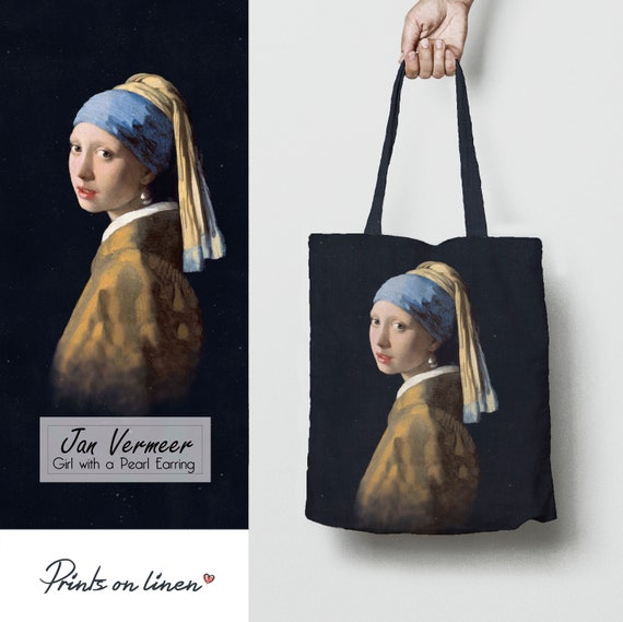 Tote bag, Jan Vermeer, Girl with a Pearl Earring, linen tote, gift for her, personalized tote, custom tote, wholesale tote bag