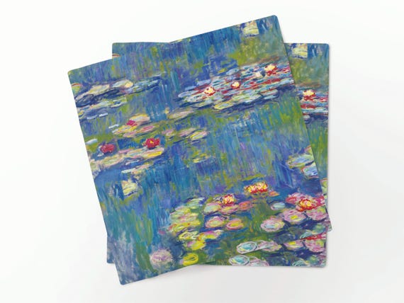 Linen Napkins, Claude Monet Water Lilies Art Print, 100% linen