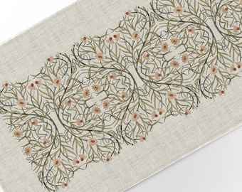 William De Morgan, table runner, linen table runner, 100% linen, vintage table top, custom size