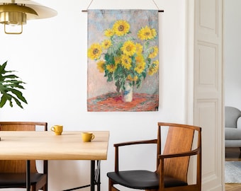 Claude Monet Sunflowers Linen Wall Tapestry, Custom Size
