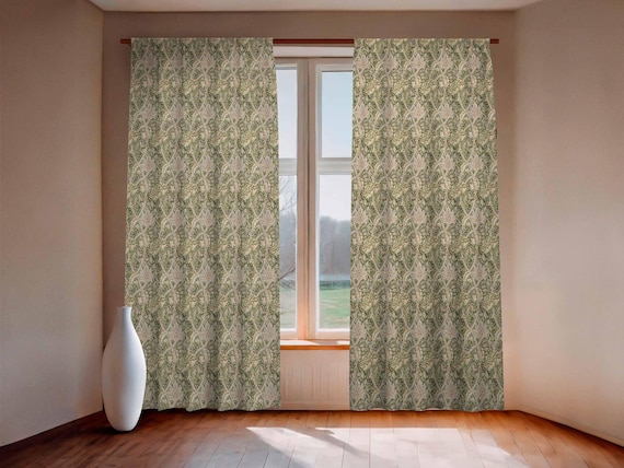 Linen curtains, William Morris, Windrush, Curtains for living room, 100% linen, rod pocket, Custom curtains, window curtains