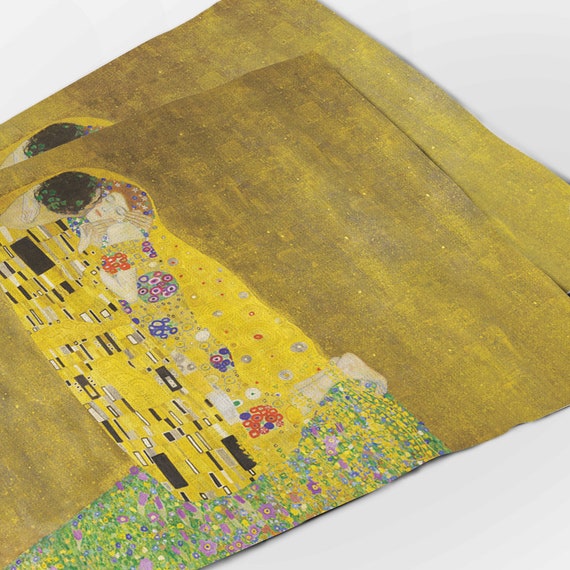 Gustav Klimt, The Kiss, linen placemats, placemats, Gustav Klimt placemats, linen, placemats, made in Lithuania