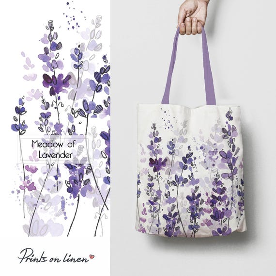 Tote bag, lavenders, custom, linen bag, art print, birthday gift, shoulder bag, bridal shower, teacher bag, vintage bag