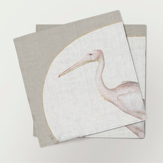 Six different napkins set, Joris Hoefnagel, Birds, Vintage illustrations, fabric napkins, linen napkins, 100% linen