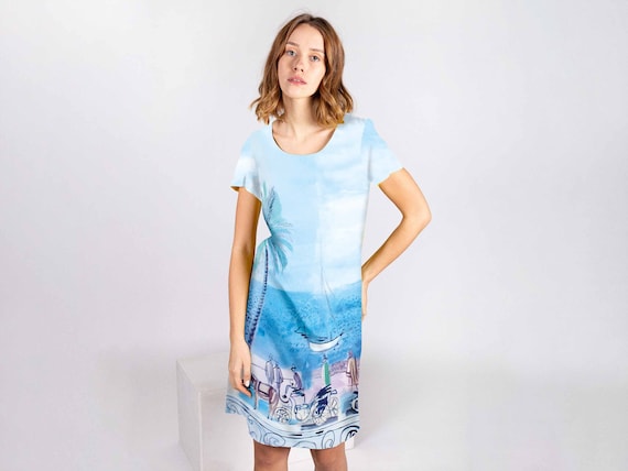 Linen dress, Raoul Dufy - Promenade a Nice, Tunic dress, Linen tunic, Linenislove