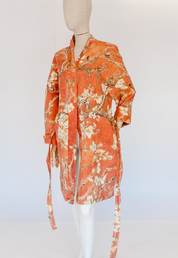 Kimono robe, Vincent van Gogh, kimono cardigan, bathrobe, Almond blossom, 100% linen, bridesmaid gift, Linen robe, linen, Linen bathrobe