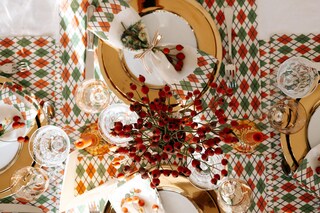 Lex's Linens Runner Da Tavola Con Albero Di Natale, 33x182 Cm, Cotone E Poliestere Con Nappe, Lavabile 30°