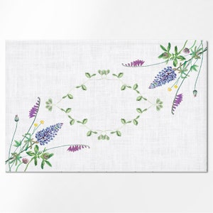 Placemats set 4 or 6, Lupines, 100% linen, linen placemats, white / beige linen, lupines placemats, housewarming gift, easter placemats image 2