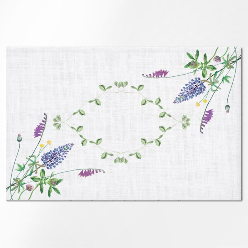 Placemats set 4 or 6, Lupines, 100% linen, linen placemats, white / beige linen, lupines placemats, housewarming gift, easter placemats image 2