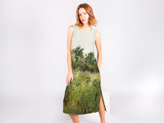 Linen dress, Field of Oats near Vejby by P. C. Skovgaardlinen, midi dress, linen summer dress