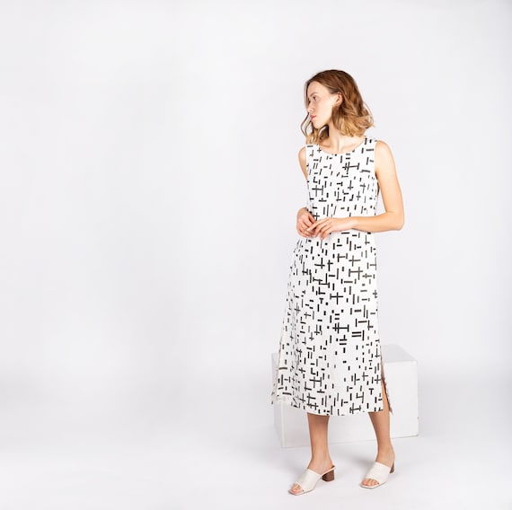 Midi linen dress, Piet Mondrian, Composition 1917, Linen women dress, classic dress, prom dress,  100% linen,  dress with pockets