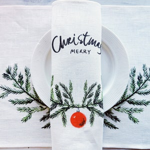 Christmas placemats, Merry Christmas, Christmas decor, Placemats set, 100% linen, Christmas ornaments, linen placemats, Christmas gift