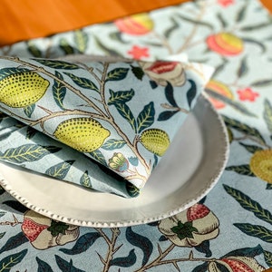 William Morris Linen Napkins Set, Four Fruits Print