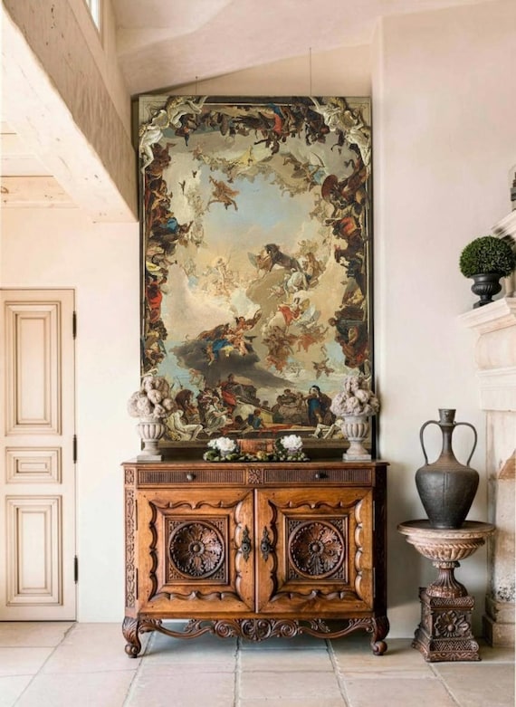 Linen Wall Tapestry, Allegory of the Planets and Continents by Giovanni Battista Tiepolo, Wall Decoration