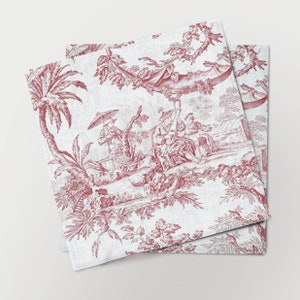 Serviettes en lin, Toile de Jouy, lot de 6 serviettes, 100 % lin, motif serviettes, ensemble de serviettes, serviettes faites main par Linenislove image 3