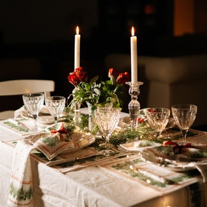 Table runner, Ethno-Festive Fir, Christmas table top, Christmas decor, Holiday table linens, 100% linen, linen table runner image 5