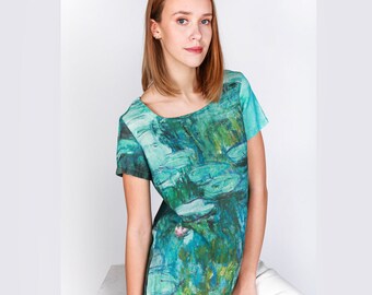 Camisa de lino con estampado de nenúfares de Claude Monet