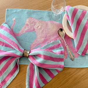 Napkins set, Candy Wave Stripes, 100% linen, napkins cloth, fabric napkins