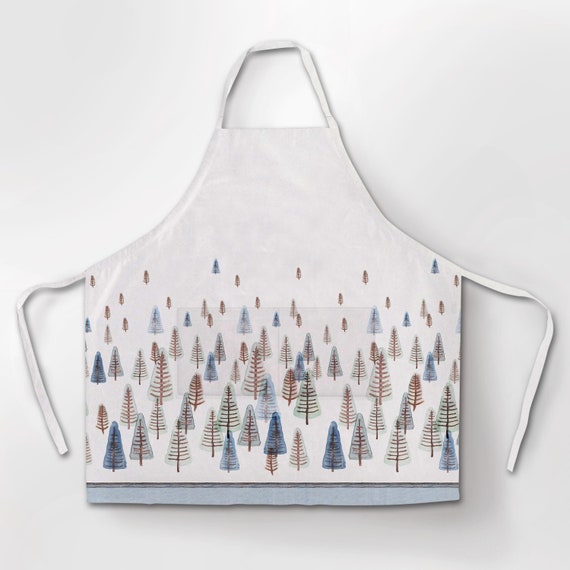 Christmas apron, Magical Christmas Landscape, holiday apron, Christmas home decor, custom apron, apron gift, Winter apron, 100% linen