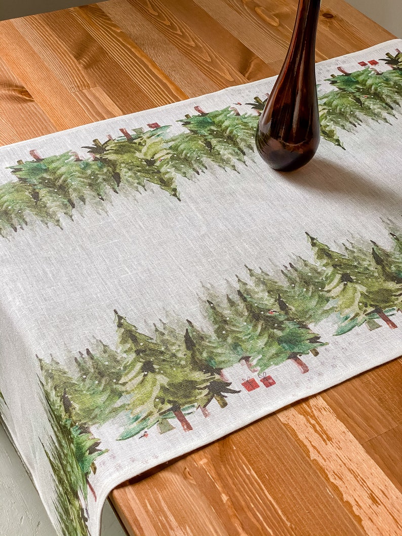 Table runner, Paws in the Snow, Christmas decorations, custom size, Christmas gift, housewarming gift, table topper, linens, Holiday decor image 5