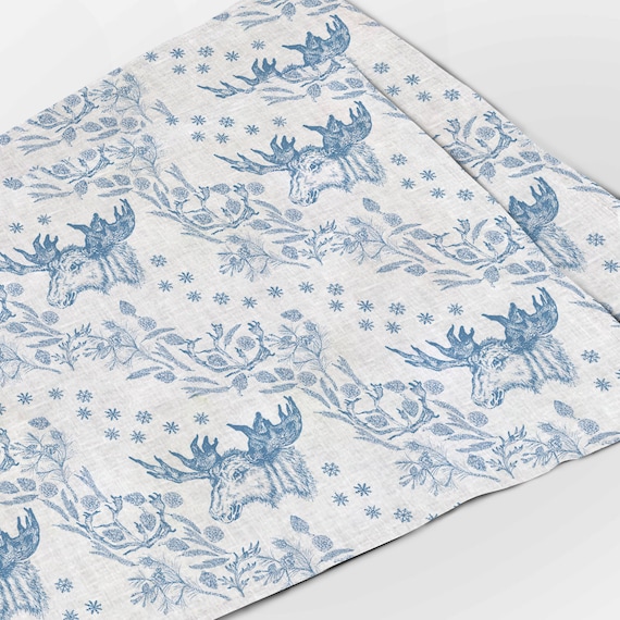 Winter placemats, Ornament Elk, Christmas placemats, Christmas linens, linen placemats, 100% linen