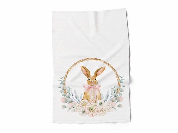 Linen towel, Baby Bunny, Easter table decor, Easter Kitchen decor, 100% linen, Easter decor