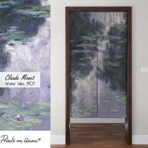 Noren curtain, Claude Monet, Water Lilies 1907, Japanese Noren, door curtain, 100% linen, panel curtain, closet cover