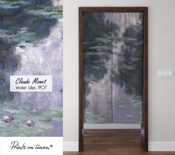 Noren curtain, Claude Monet, Water Lilies 1907, Japanese Noren, door curtain, 100% linen, panel curtain, closet cover