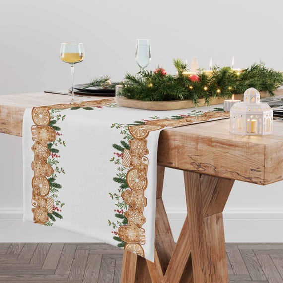 Table runner "Christmas Cookies", Christmas decorations, custom size, Christmas gift, table topper, Holiday decor, 100% linen