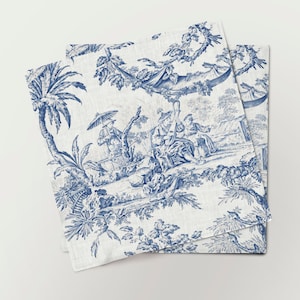 Serviettes en lin, Toile de Jouy, lot de 6 serviettes, 100 % lin, motif serviettes, ensemble de serviettes, serviettes faites main par Linenislove image 1