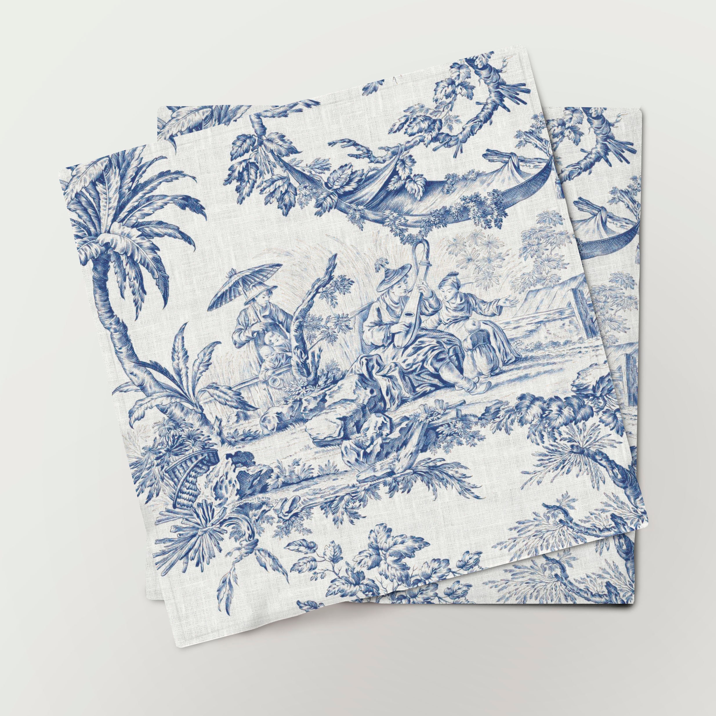 Linen Napkins Toile De Jouy Napkins Set of 6 100 Linen Etsy