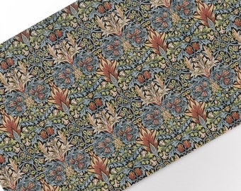 Table runner, William Morris, Snakeshead, linen table runner, 100% linen, custom length table runner, textile design, made in Lithuania