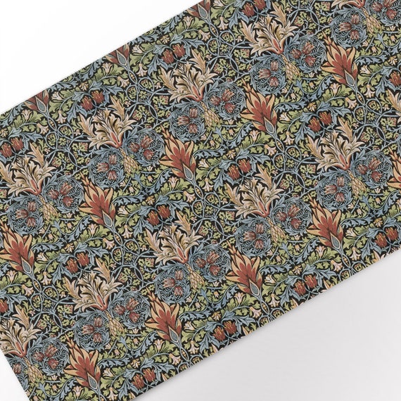 Table runner, William Morris, Snakeshead, linen table runner, 100% linen, custom length table runner, textile design, made in Lithuania