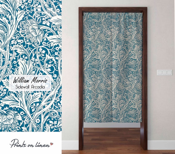 Noren curtain, William Morris, Sidewall Arcadia, Japanese Noren, door curtain, 100% linen, closet cover, window curtains linen