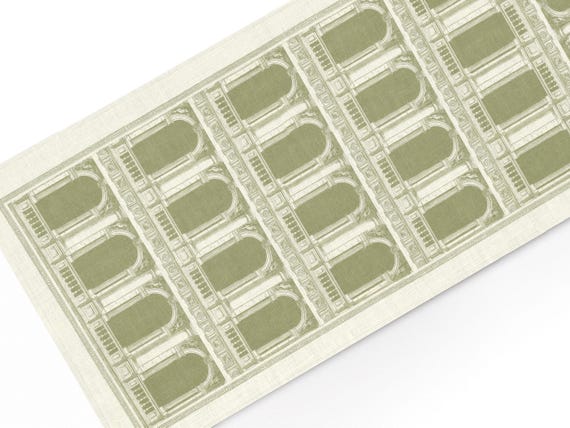 The Arcade Linen Table Runner, European Architectural Print, 100% Natural Linen